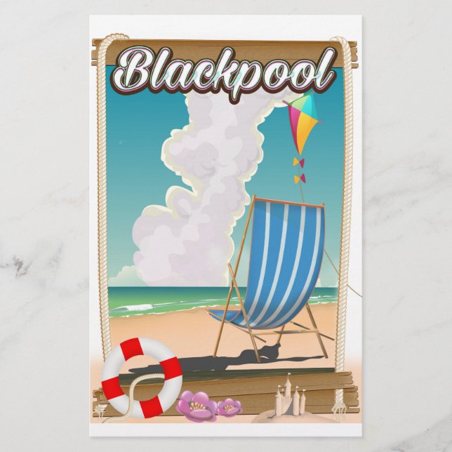 Papelería Cartel de viaje a la playa de Blackpool junto al m (Anverso)