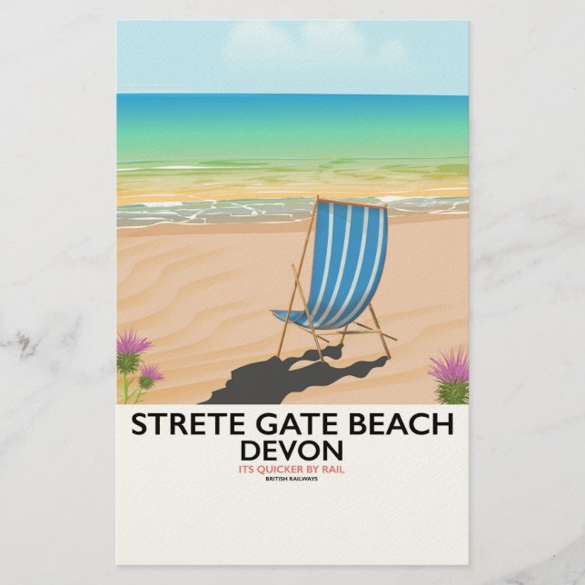 Papelería Cartel de viaje a la playa de Strete Gate Devon (Anverso)