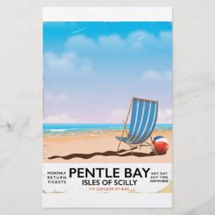 Papelería cartel de viaje a Pentle Bay Isles of Scilly