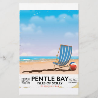 Papelería cartel de viaje a Pentle Bay Isles of Scilly