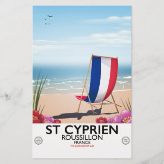 Papelería Cartel de viaje a St Cyprien, Roussillon Francia