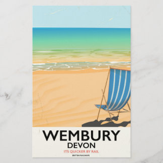 Papelería cartel de viaje a Wembury Devon Beach
