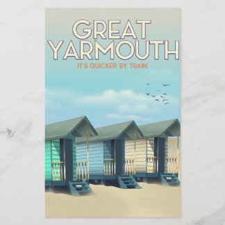 Papelería Cartel de viaje de cabaña de playa de Great Yarmou