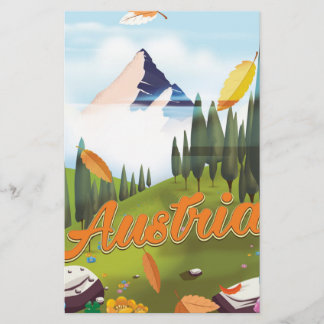 Papelería cartel de viaje de dibujos animados austriaco