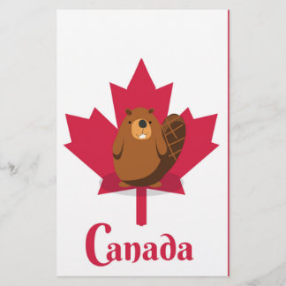 Papelería cartel de viaje de dibujos animados de castor cana