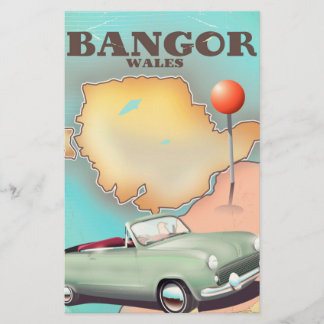 Papelería Cartel de viaje de estilo vintage de Bangor Gales