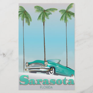 Papelería Cartel de viaje de estilo vintage de Sarasota Flor
