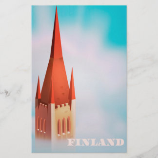 Papelería cartel de viaje de iglesia de Finlandia