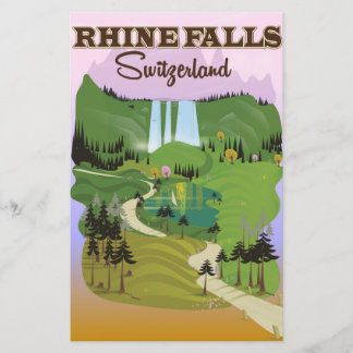 Papelería cartel de viaje de las cataratas del Rin Suiza