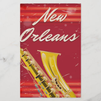 Papelería Cartel de viaje de Saxofón de Nueva Orleans.