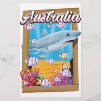 Papelería Cartel de viaje de tiburón submarino de Australia