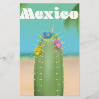 Papelería cartel de viaje del cactus de México
