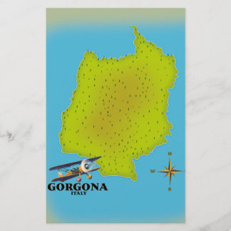 Papelería Cartel de viaje del mapa de Gorgona Italia.