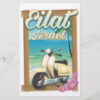Cartel de viaje en scooter de la playa de Eilat Is