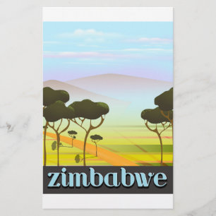 Papelería cartel de viaje paisaje de Zimbabue