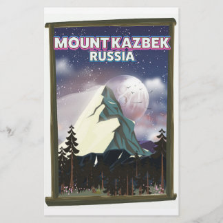 Papelería Cartel de viaje ruso del Monte Kazbek.