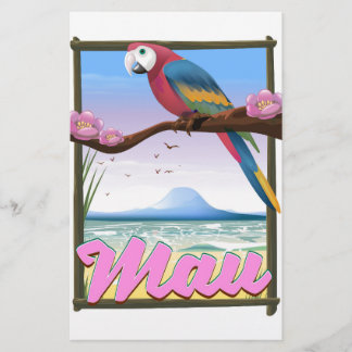 Papelería Cartel de viaje tropical de Maui Hawaii loro