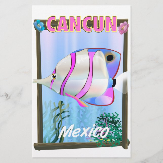 Papelería cartel de viaje tropical mexicano de Cancun (Anverso)