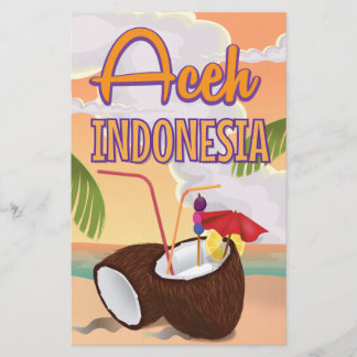 Papelería Cartel de viaje vintage de Aceh Indonesia