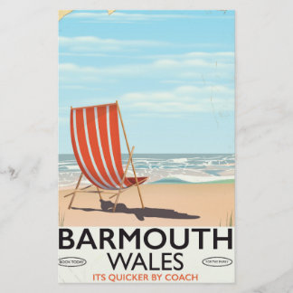 Papelería Cartel de viaje vintage de Barmouth Norte de Gales