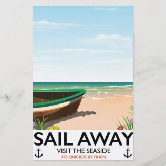 Papelería Cartel de viaje vintage de navegar lejos