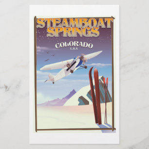 Papelería Cartel de viaje vintage de Steamboat Springs color