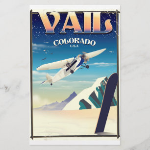 Papelería Cartel de viaje vintage de Vail Colorado