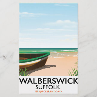 Papelería cartel de viaje vintage de walberswick suffolk