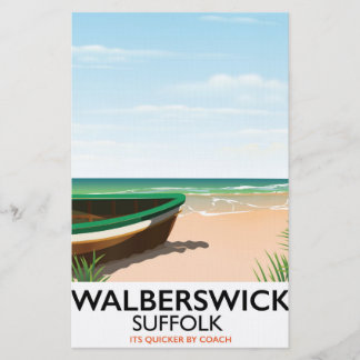 Papelería cartel de viaje vintage de walberswick suffolk