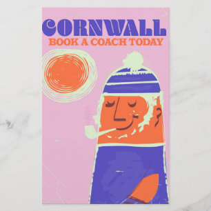 Papelería Cartel vintage de pescador de Cornualles "tome un 