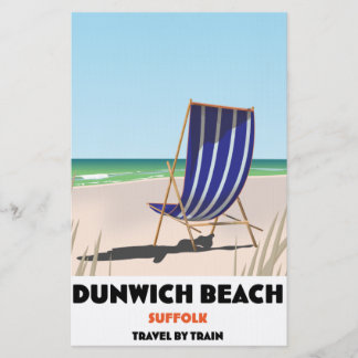 Papelería Cartel vintage de tren de la playa de Dunwch Suffo