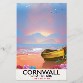 Papelería Cartel vintage de viaje de barco pesquero de Cornw
