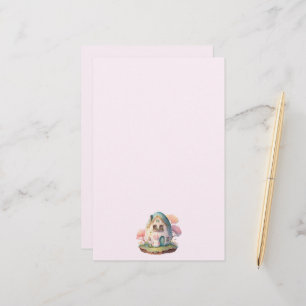 Papelería Casa con forma de conejo y huevo rosa estilo Kawai