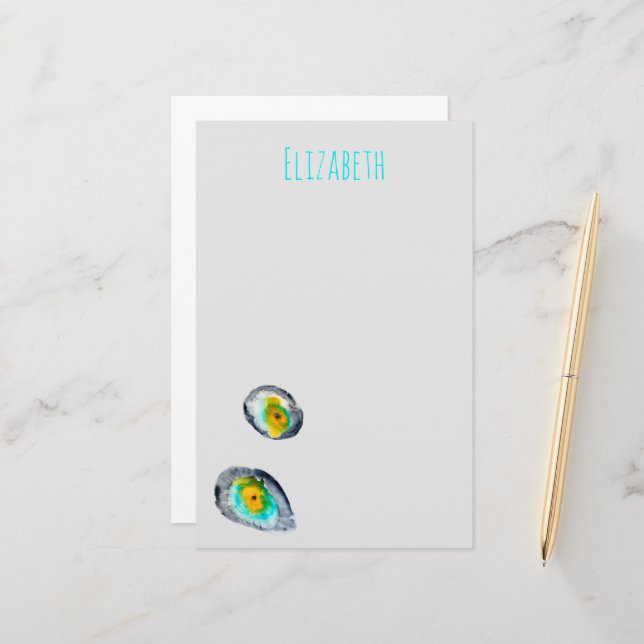 Papelería cáscaras de ostión abstractas de acuarela (Anverso/Reverso In Situ)