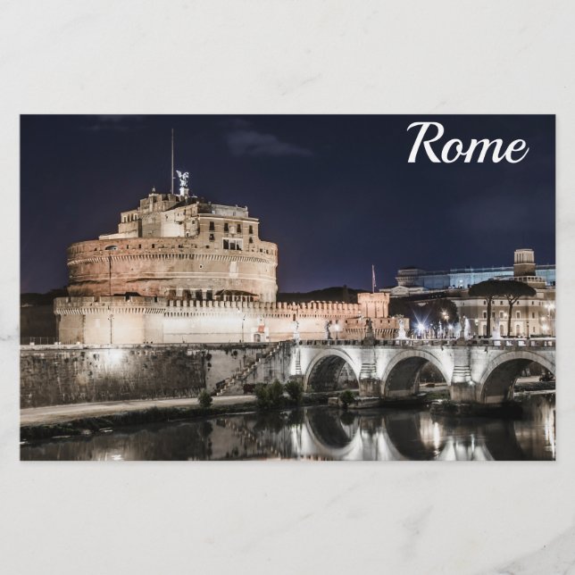 Papelería Castel Sant Angelo de noche en Roma (Anverso)