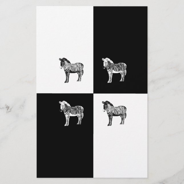 Papelería Cebra blanca y negra (Anverso)