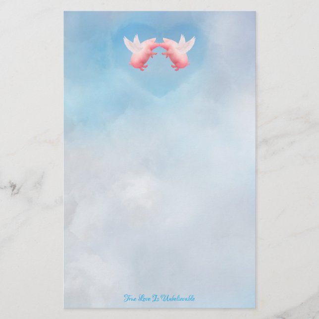 Papelería Cerdos voladores: amor increíble (Anverso)