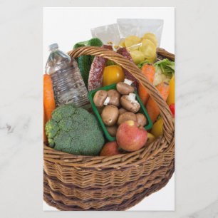 Papelería Cesta de compras con alimentos, frutas y verduras