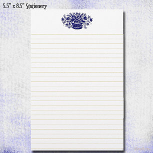 Papelería Cesta de flores vintage azul gris forrada 14 cm x 