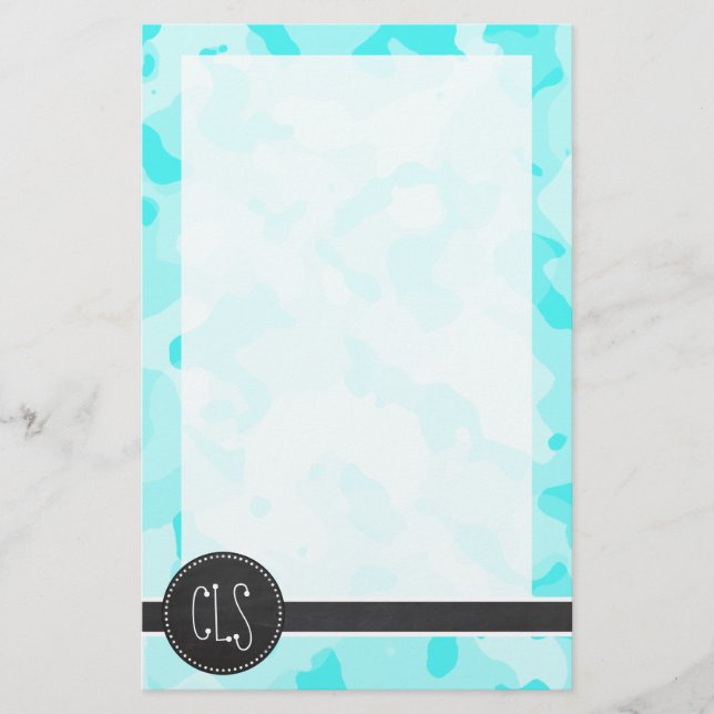 Papelería Chalkboard vintage; Celeste Camo; Camuflaje (Anverso)