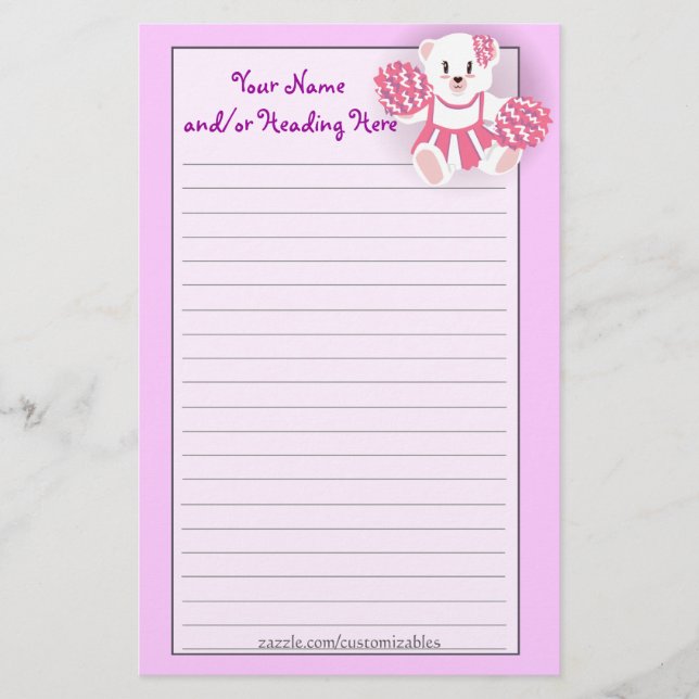 Papelería Cheerader Bear Stationery (Anverso)