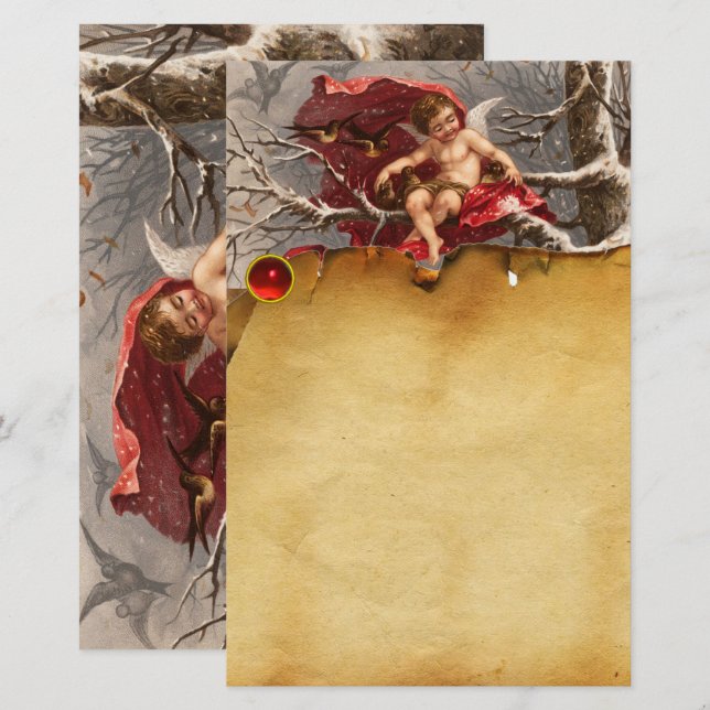 Papelería CHERUB, Parque de Navidades de INVIERNO y AVES (Anverso / Reverso)