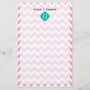 Papelería Chevron blanco rosado Zigzag Verde azulado Quatref