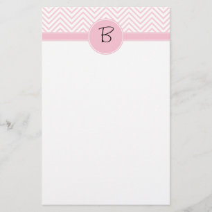 Papelería Chevron rosado de moda delicado con monograma
