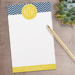 Papelería Chevrons azul marino con monograma amarillo Person<br><div class="desc">Un diseño geométrico audaz con colores frescos y de moda. Si necesita ajustar los monogramas,  haga clic en el botón personalizar y realice cambios.</div>