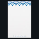 Papelería Chevrons de color azul moderno<br><div class="desc">El diseño de diseño de fondo de zigzags de degradado de color moderno se puede personalizar con el monograma,  las iniciales,  el nombre o cualquier texto de su elección.</div>