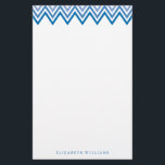 Papelería Chevrons de color azul moderno<br><div class="desc">El diseño de diseño de fondo de zigzags de degradado de color moderno se puede personalizar con el monograma,  las iniciales,  el nombre o cualquier texto de su elección.</div>