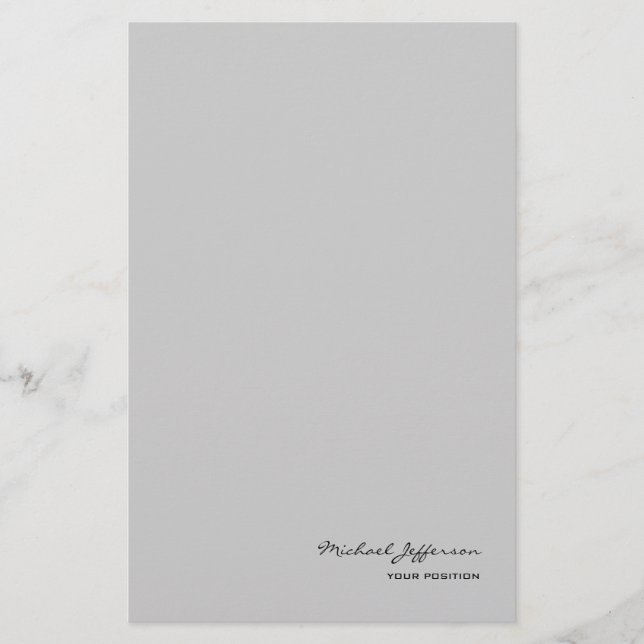 Papelería Chic Escritura Única Caligrafía Nombre Gris  (Anverso)