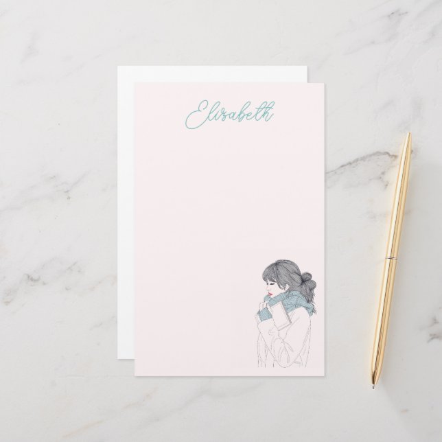 Papelería Chica con ilustracion gráfico fresco de la bufanda (Anverso/Reverso In Situ)