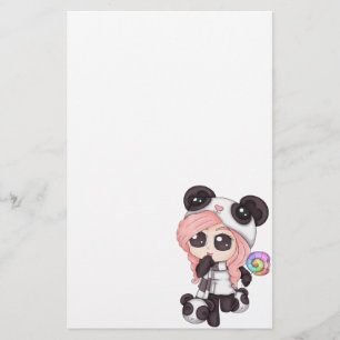 Papelería Chica de arcoiris delgado panda